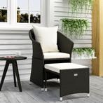 vidaXL 2-delige Loungeset met kussens poly rattan zwart, Verzenden, Nieuw, Rotan, Loungeset
