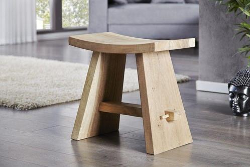 Massieve kruk ZEN 40cm teakhouten bijzettafel - 18672, Huis en Inrichting, Banken | Voetenbanken en Poefen, Ophalen of Verzenden