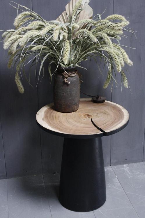 Bijzettafel Hout Zwart Blank Top | H53 x B49 cm, Huis en Inrichting, Tafels | Sidetables, Nieuw, Verzenden