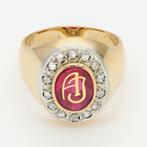 Ring - 18 karaat Geel goud - Diamant - Robijn - Monogram, Nieuw