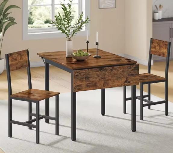 Opklapbare Eettafelset met 2 Stoelen – Industrieel & Compact, Huis en Inrichting, Keuken | Keukenelementen, Nieuw, Verzenden