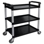 Zwarte Kunststof Serveerwagen | 3 Bladen | 96(h)x52x107 cm, Verzenden, Nieuw in verpakking