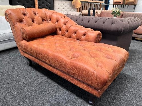 Chesterfield Maarssen ! Cognac Soft Leer Chesterfield Daybed, Huis en Inrichting, Banken | Sofa's en Chaises Longues, Zo goed als nieuw