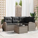 vidaXL Tuin Sofa Set met kussen 5 pcs Grijs Poly riet, Tuin en Terras, Verzenden, Nieuw, Rotan