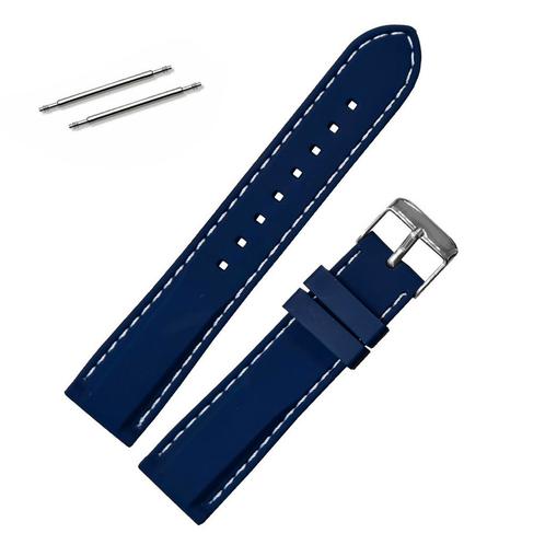 Fako® - Horlogebandje - Siliconen DLX - 20mm - Navy Blauw, Sieraden, Tassen en Uiterlijk, Horloges | Heren, Verzenden