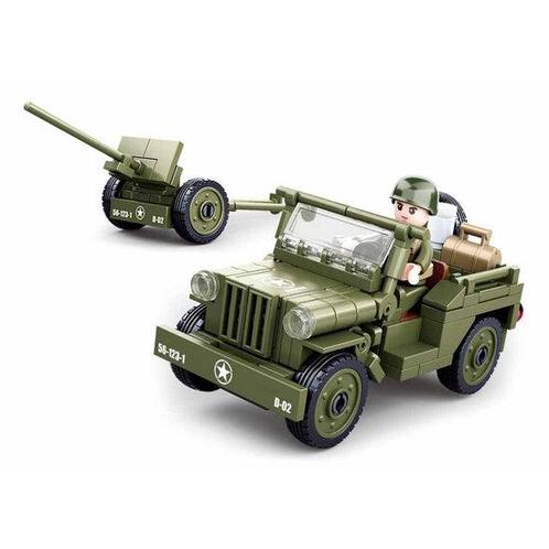 Sluban Allied jeep met Anti-Aircraft guns M38-B0853, Kinderen en Baby's, Speelgoed | Bouwstenen, Verzenden