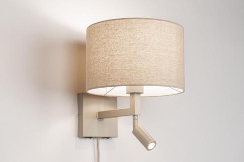 Rietveld Wandlampen - Beige, Zand - Stof, Metaal, Huis en Inrichting, Lampen | Wandlampen, Verzenden