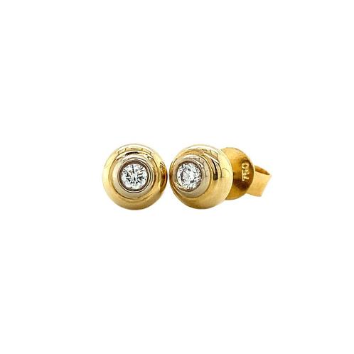 Gouden oorstekers met diamant 18 krt, Sieraden, Tassen en Uiterlijk, Oorbellen, Wit, Zo goed als nieuw, Goud, Verzenden