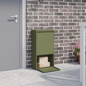 vidaXL Pakket Brievenbus Olijfgroen 44x22x82 cm Staal beschikbaar voor biedingen