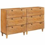 vidaXL Dressoir 2 pcs Bruin 60 x 33 x 75 cm massief, Huis en Inrichting, Kasten | Overige, Verzenden, Nieuw