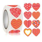 500 Stickers Op Rol - 2.5cm - Hart / Hartjes Mix II -, Verzenden, Nieuw