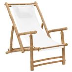 Terrasstoel Bamboe Canvas - Cremewit Relaxstoel OP=OP, Ophalen of Verzenden, Nieuw, Overige materialen