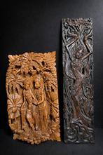 Twee Balinese houtsnijwerken - Beeld - Indonesië (Zonder, Antiek en Kunst