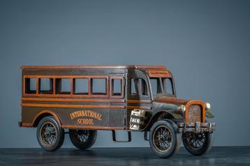Antieke schoolbus -  grootmodel 80 cm lang