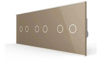 Livolo Touch Rolluik Schakelaar | 2 + 2 + 2 | Goud Glas | beschikbaar voor biedingen