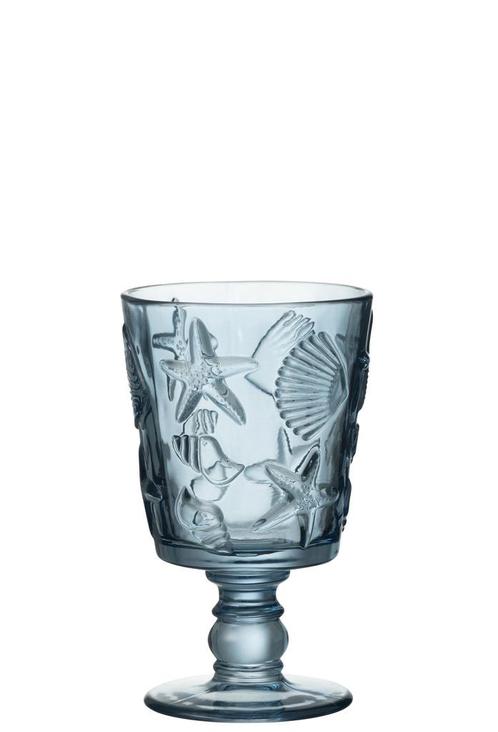 J-LINE WIJNGLAS SEA GLASS – LICHTBLAUW GLAS Ø9 CM (GLAZEN, Huis en Inrichting, Brandblussers en Brandkasten, Nieuw, Ophalen of Verzenden