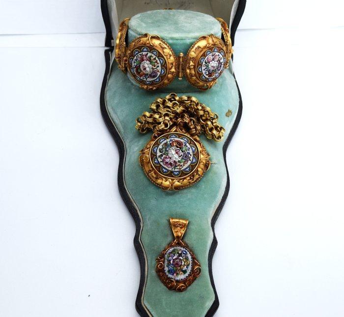 3-delige sieradenset - 18 karaat Geel goud, Sieraden, Tassen en Uiterlijk, Antieke sieraden