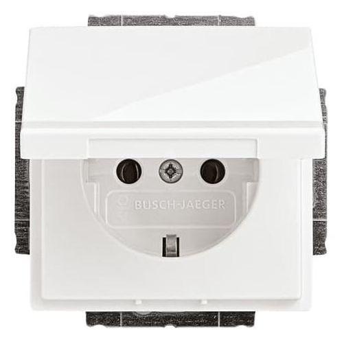 Busch Jaeger wandcontactdoos met randaarde klapdeksel 1V, Doe-het-zelf en Verbouw, Elektra en Kabels, Nieuw, Ophalen of Verzenden