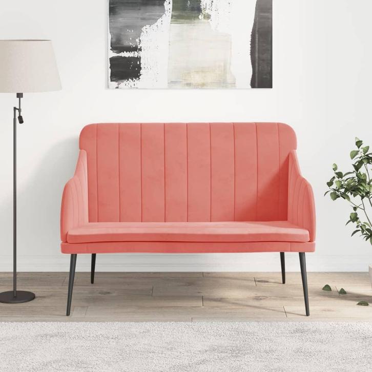 vidaXL Bankje 110x76x80 cm fluweel roze, Huis en Inrichting, Banken | Bankstellen, Nieuw, Minder dan 150 cm, Stof, Verzenden