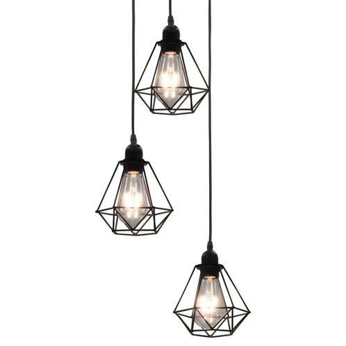 vidaXL Plafondlamp met diamantvorm 3xE27 zwart, Huis en Inrichting, Lampen | Overige, Nieuw, Verzenden
