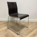 kantinestoel / stapelstoel, MDF bruin - chroom, Huis en Inrichting, Stoelen, Ophalen of Verzenden, Gebruikt, Eén