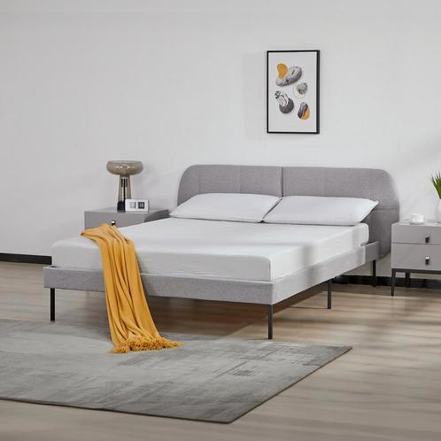 Gestoffeerd bed Porvoo met bedbodem 140x200 cm grijs [en.cas, Huis en Inrichting, Slaapkamer | Bedden, Verzenden