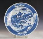 Bord - China, Antieke Blauw-Wit Porseleinen Schotel,