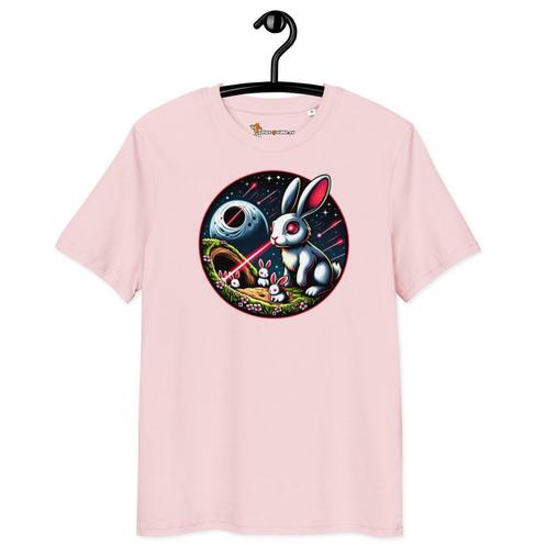 Bitcoin t-shirt - Laser Eyes Rabbit - 100% Biologisch Katoen, Kleding | Dames, T-shirts, Korte mouw, Roze, Nieuw, Verzenden