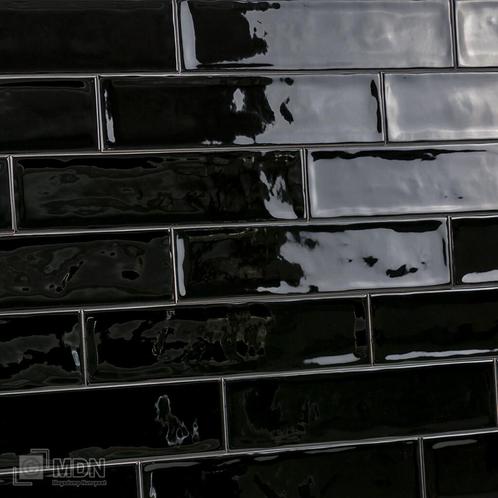 Handvorm tegels 7,5 x 30 cm glans zwart-0,5m², Doe-het-zelf en Verbouw, Tegels, Nieuw, Verzenden