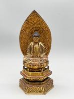 Japanese Gilt Wood Carved Buddhist Statue - Beeld Hout -, Antiek en Kunst