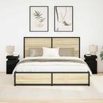 vidaXL Nachtkastje 2 pcs Zwart eiken 35 x 39 x 55 cm Bewerkt, Huis en Inrichting, Minder dan 45 cm, Verzenden, Nieuw, 55 tot 70 cm