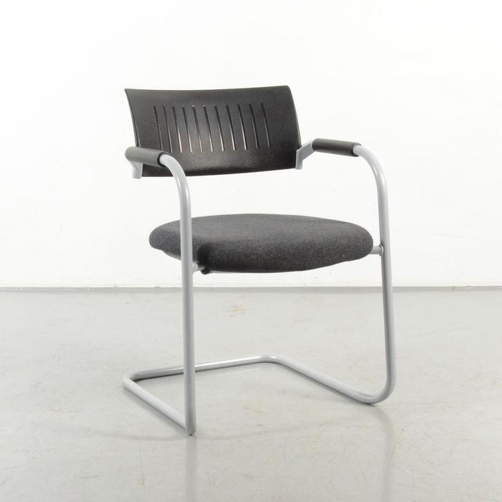 Dauphin vergaderstoel, donker grijs / zwart, sledeframe, Huis en Inrichting, Bureaustoelen, Ophalen of Verzenden