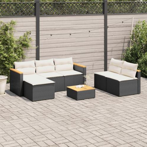 vidaXL 5-delige Loungeset met kussens poly rattan acacia, Tuin en Terras, Tuinsets en Loungesets, Loungeset, Nieuw, Verzenden