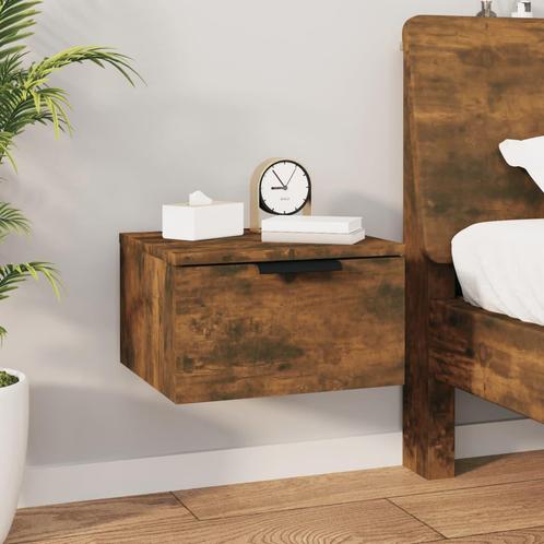 vidaXL Nachtkastje wandgemonteerd 34x30x20 cm gerookt, Huis en Inrichting, Slaapkamer | Nachtkastjes, Nieuw, Minder dan 45 cm