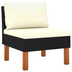 vidaXL Middenbank poly rattan en massief eucalyptushout, Verzenden, Nieuw, Rotan