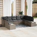 vidaXL Tuin Sofa Set met kussen 9 pcs Grijs poly rattan, Tuin en Terras, Verzenden, Nieuw, Rotan