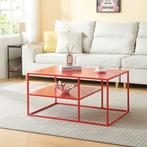 Salontafel Solund met plank 45x90x60 cm rood [en.casa], Huis en Inrichting, Tafels | Salontafels, Verzenden, Nieuw