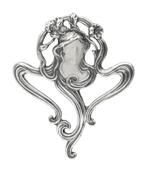 Zilveren Vrouwengezicht met krullend haar Art Nouveau Jug..., Sieraden, Tassen en Uiterlijk, Kettinghangers, Nieuw, Verzenden