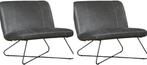 Donkergrijze leren industriële fauteuils zonder armleuning, Huis en Inrichting, Nieuw, Ophalen of Verzenden, 75 tot 100 cm, Leer