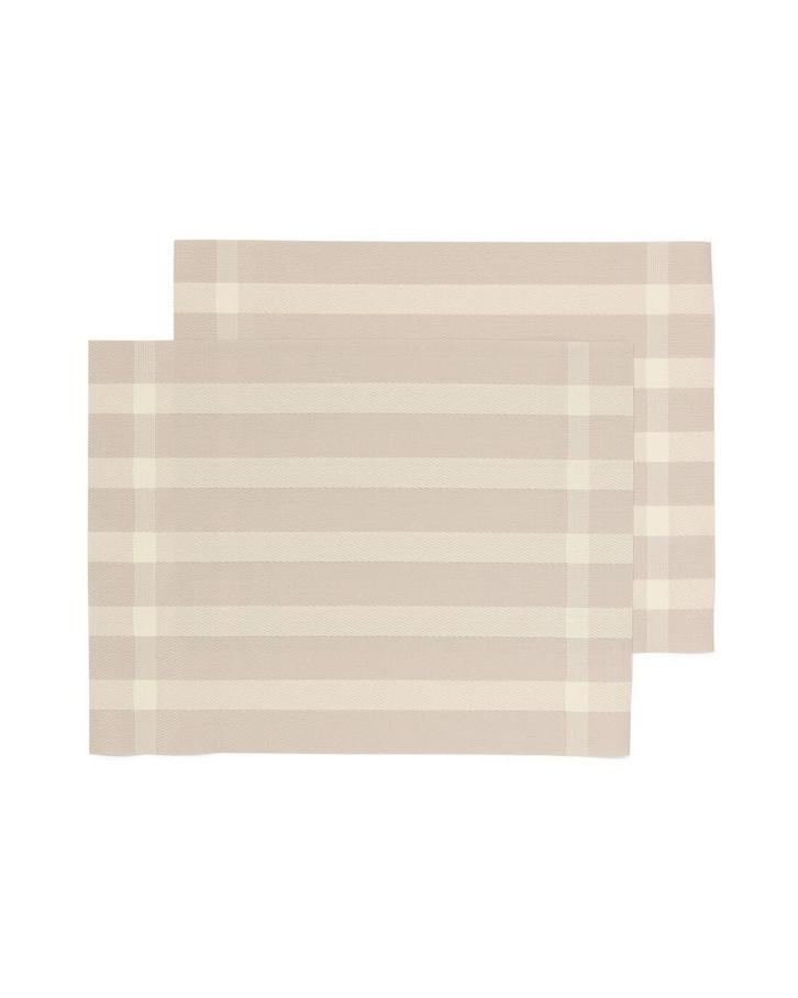HEMA Placemats geweven plastic 35x45 beige met strepen - 2, Huis en Inrichting, Keuken | Keukenbenodigdheden, Nieuw, Verzenden