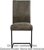 Set van 6 Groene leren industriële eetkamerstoelen - poot vi, Nieuw, Leer, Ophalen of Verzenden, Modern