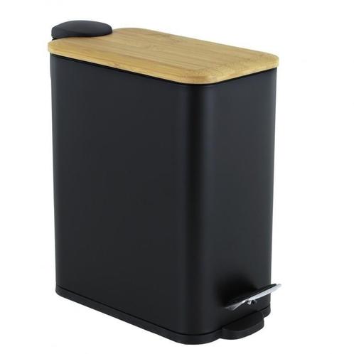 Industriële prullenbak met bamboe deksel - 5 liter - loft.., Huis en Inrichting, Woonaccessoires | Prullenbakken, Minder dan 50 cm