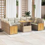 vidaXL 10-delige Loungeset met kussens poly rattan acacia, Verzenden, Nieuw, Rotan, Loungeset