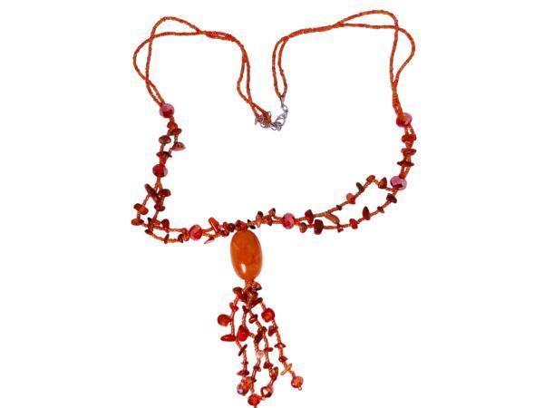 Veiling - Bohemien | Carneool & Kristal Tassel Collier, Sieraden, Tassen en Uiterlijk, Kettingen