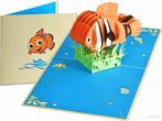 Vrolijke vis, clownvis, familie van Nemo pop-up wenskaart, Nieuw, Verzenden