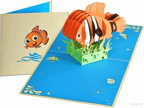 Vrolijke vis, clownvis, familie van Nemo pop-up wenskaart, Diversen, Wenskaarten, Verzenden