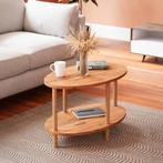 [en.casa] Salontafel Højreby 43x70x44 cm ovaal houtkleurig, Huis en Inrichting, Tafels | Salontafels, Verzenden, Nieuw