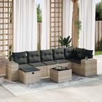 vidaXL 8-delige Loungeset met kussens poly rattan lichtgrijs, Nieuw, Loungeset, 7 zitplaatsen, Verzenden