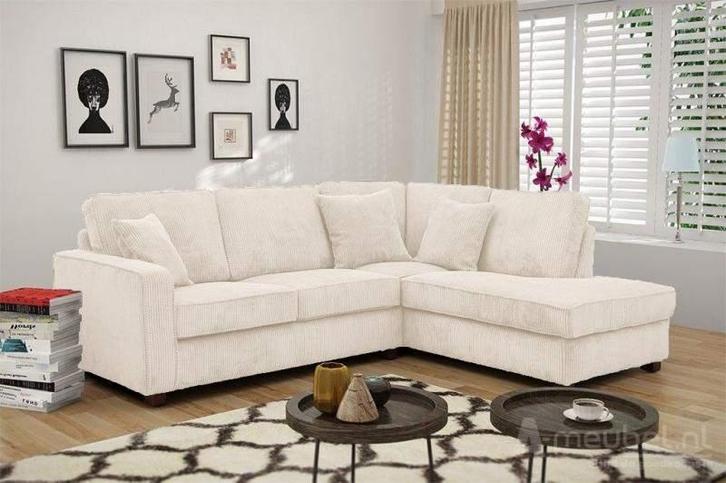 Hoekbank Groningen - hoekbanken - Wit, Huis en Inrichting, Banken | Sofa's en Chaises Longues, Nieuw, Stof