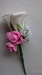 Corsage Roos Spierwit+Pink CPR144 Maatwerk corsage, Hobby en Vrije tijd, Knutselen, Ophalen of Verzenden, Nieuw